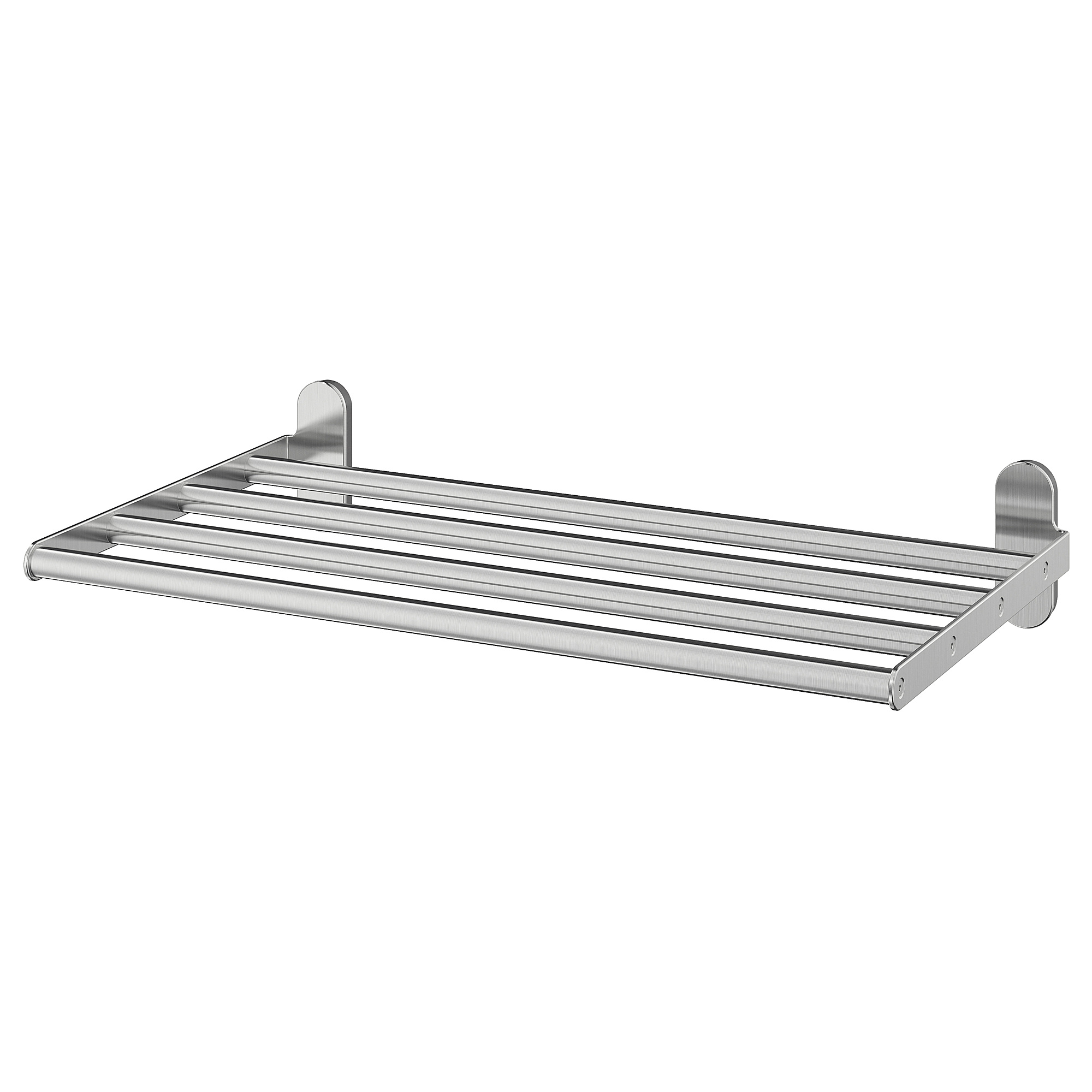 BROGRUND Wall shelf with towel rail, stainless steel, 47x27 cm IKEA