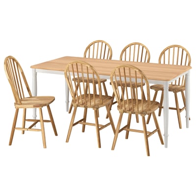 DANDERYD / SKOGSTA Table and 6 chairs, oak veneer white/acacia, 180 cm