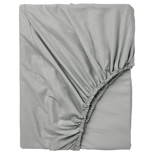 Light grey DVALA fitted sheet, 100% cotton, rectangular, soft, flat design.