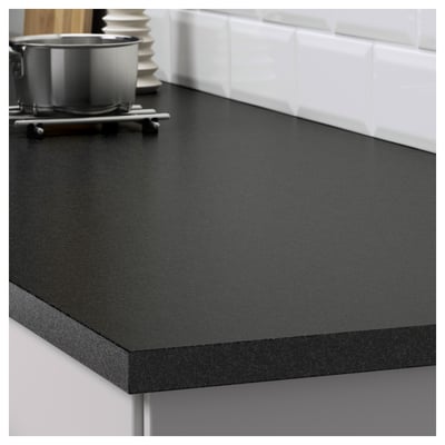 EKBACKEN Worktop, black stone effect/laminate, 246x2.8 cm