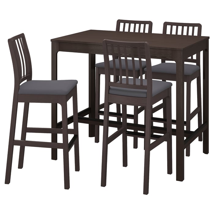 EKEDALEN / EKEDALEN bar table and 4 bar stools, dark brown/Hakebo dark