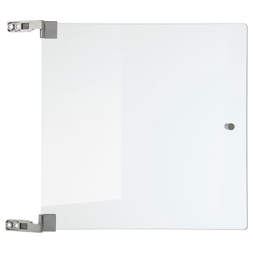 EKET glass door, clear, rectangle, with metal hinges, transforms storage unit.