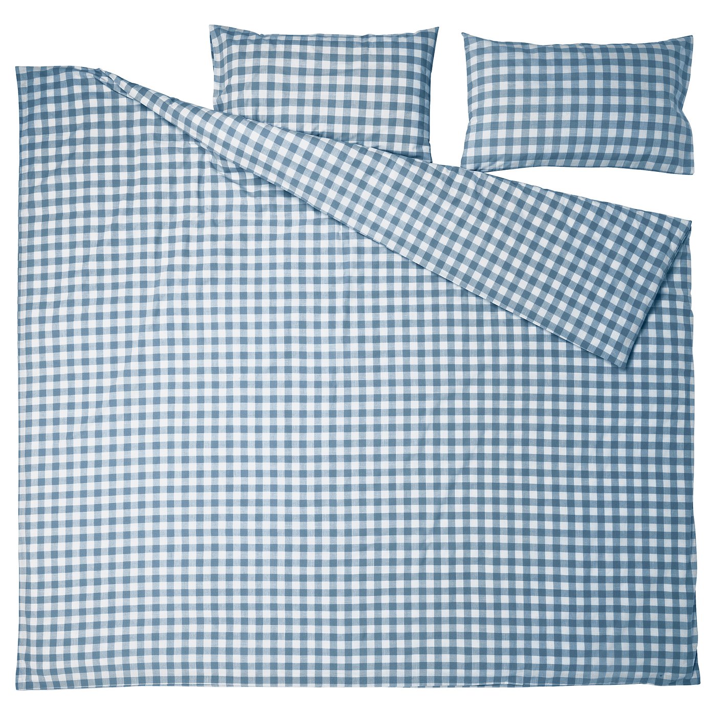 EKTANDVINGE duvet set: blue-white gingham check, organic cotton.