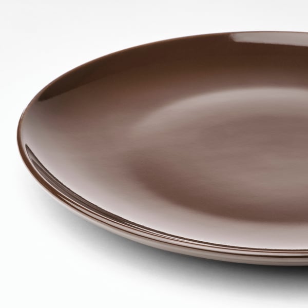 FÄRGKLAR Plate, glossy brown, 26 cm