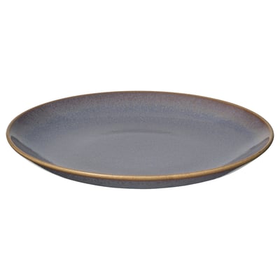 Blue FÄRGKLAR ceramic plate with smooth, rustic finish.