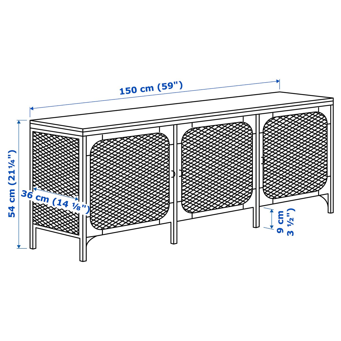 Black TV Bench 150x36x54 cm from FJÄLLBO - IKEA