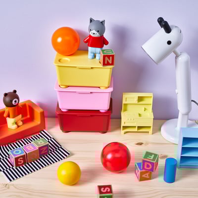 GLIS Box with lid, red pink/yellow, 17x10 cm