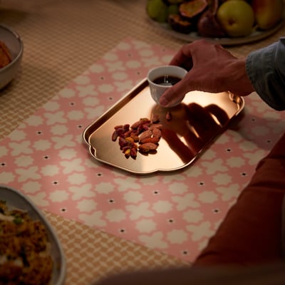 GOKVÄLLÅ Place mat, patterned/pink, 45x35 cm