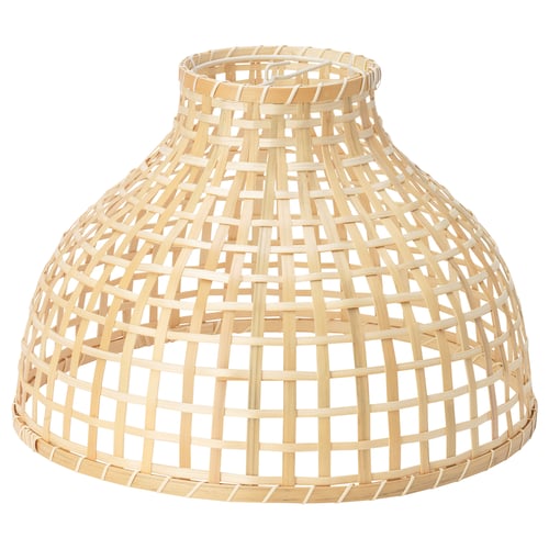 GOTTORP lampshade, beige, woven bamboo, dome shape, handmade, natural design.