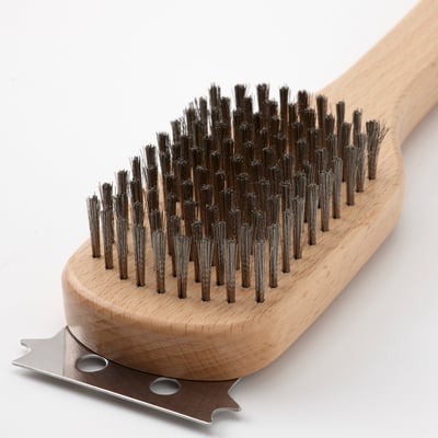 GRILLTIDER Barbecue grill cleaning brush, stainless steel/beech, 42 cm