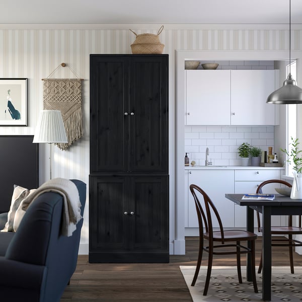HAVSTA Storage combination with doors, black, 81x47x212 cm