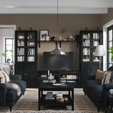 HAVSTA TV storage combination/glass doors, black, 322x47x212 cm