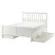 HEMNES Bed frame with 4 storage boxes, white stain/Lönset, 140x200 cm