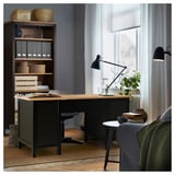 HEMNES Desk, black-brown/light brown, 155x65 cm