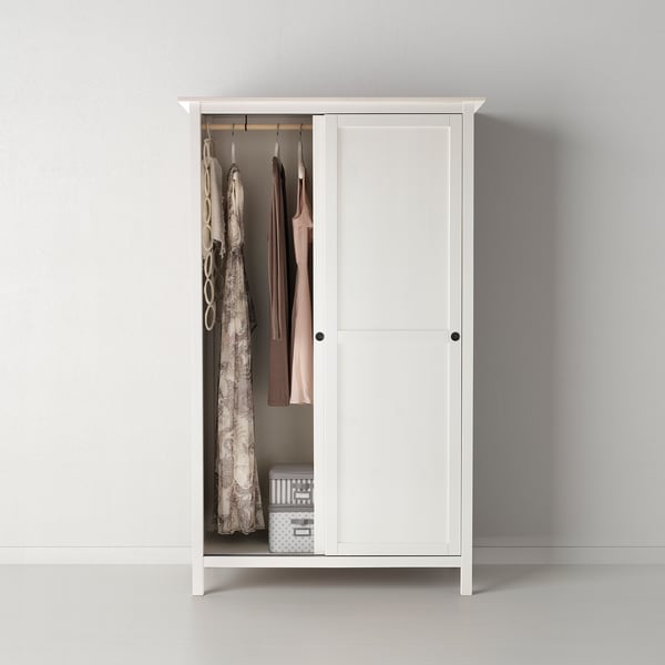 Hemnes دولاب ملابس مع بابين إنزلاقية صباغ أبيض Ikea