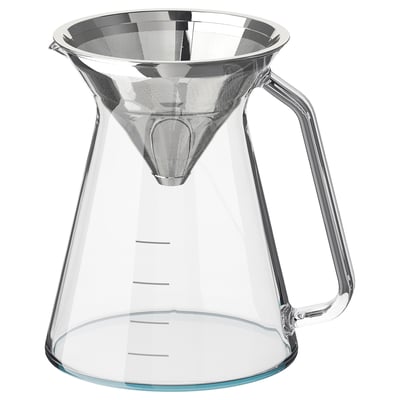 HÖGMODIG Coffee maker for drip coffee, clear glass/stainless steel, 0.6 l