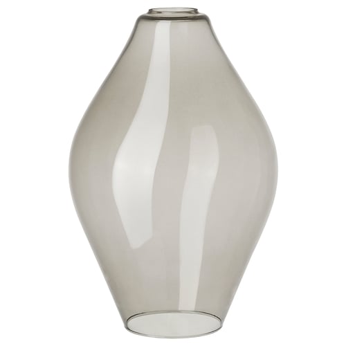 Elegant, teardrop-shaped, frosted white glass vase.