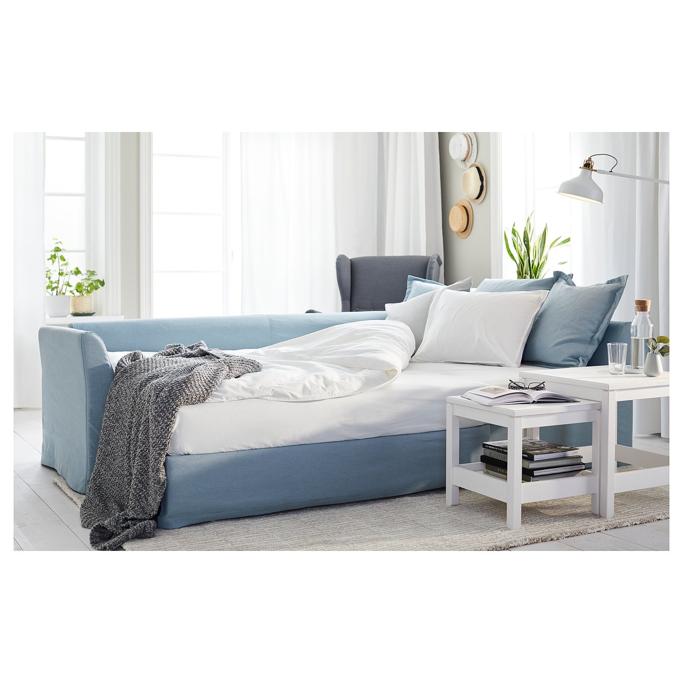 Holmsund كنبة سرير زاوية Orrsta أزرق فاتح Ikea