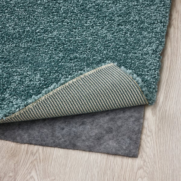 HOTELLRUM Rug, high pile, blue/green white, 200x300 cm