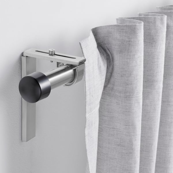 HUGAD Curtain rod, silver-colour, 210-385 cm