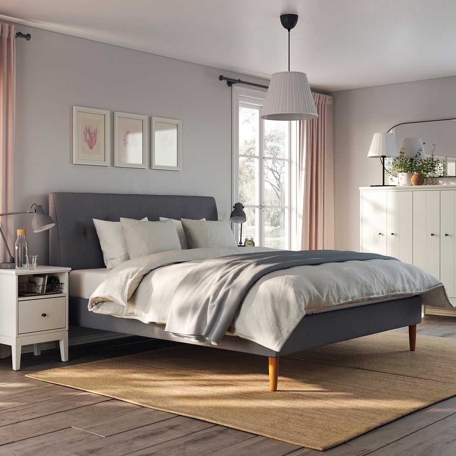 IDANÄS upholstered bed frame, Gunnared dark grey, 180x200 cm - IKEA