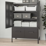 IDÅSEN Cabinet with doors and drawers, dark grey, 80x47x119 cm