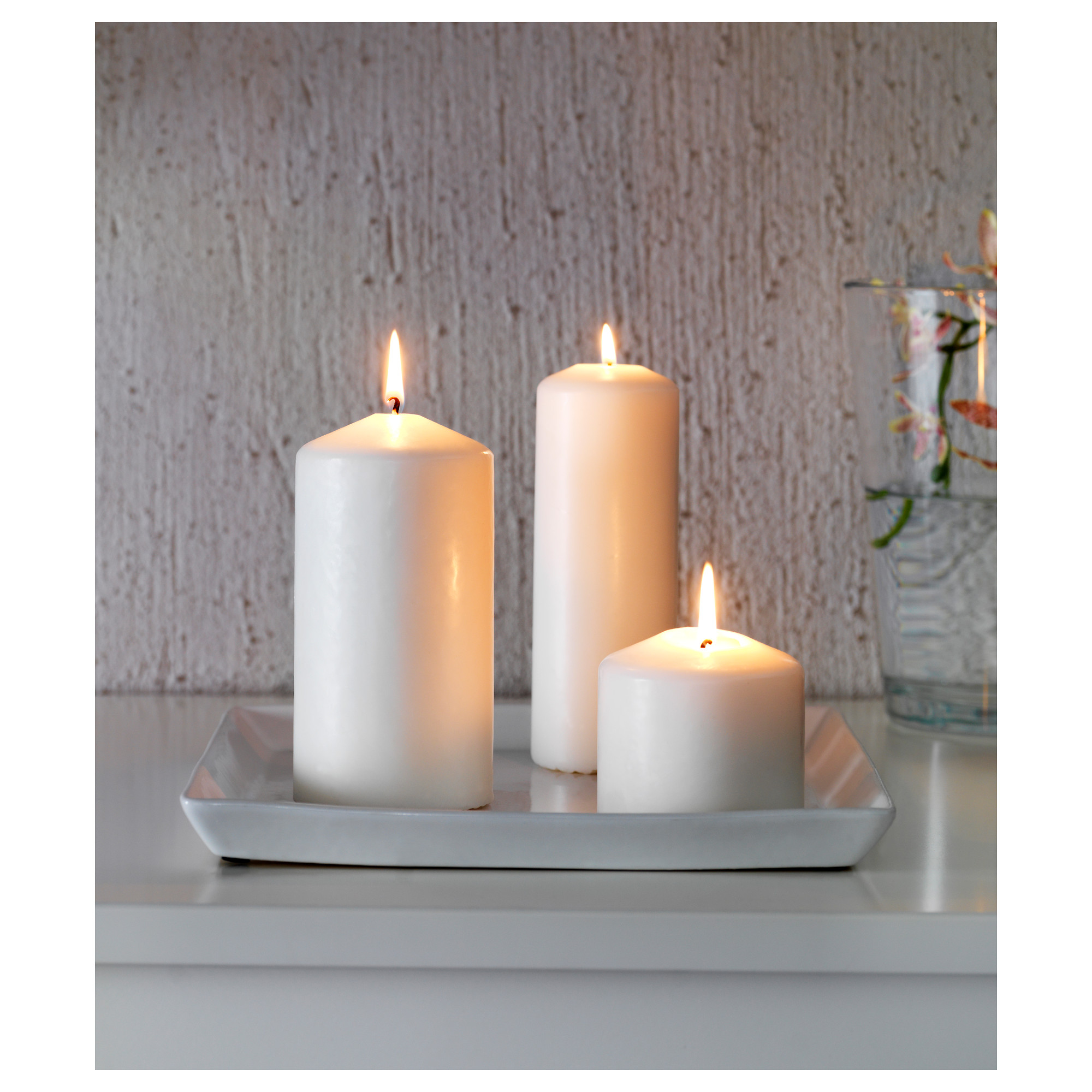 IDEAL Candle dish, white, 25x25 cm IKEA
