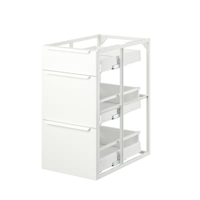 JÄRNBODA Base cabinet with drawers, white, 40x62x75 cm