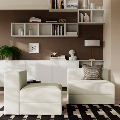 JÄTTEBO 1,5-seat module with storage, Axvall off-white