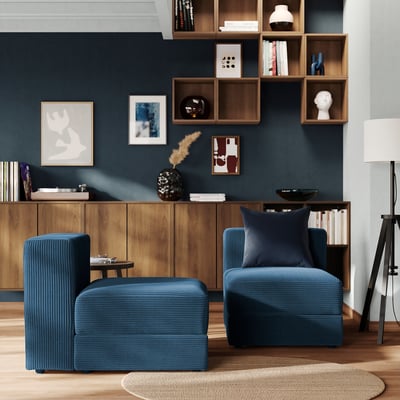 JÄTTEBO 1-seat module with storage, Samsala dark blue