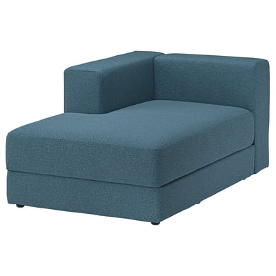JÄTTEBO Chaise longue module, left, with armrest/Axvall dark grey-blue