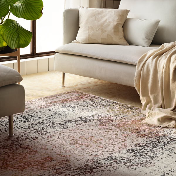 JEJSING Rug, low pile, red/grey-brown stained, 160x235 cm