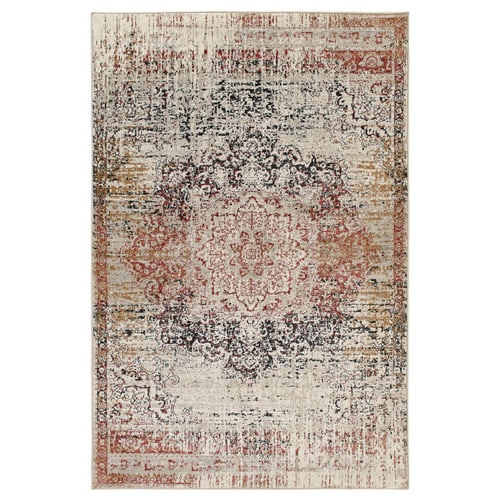 JEJSING rug, white, faded design, rectangular, polypropylene, vintage look.