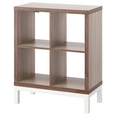 KALLAX Shelving unit with underframe, walnut effect/light grey white, 77x94 cm