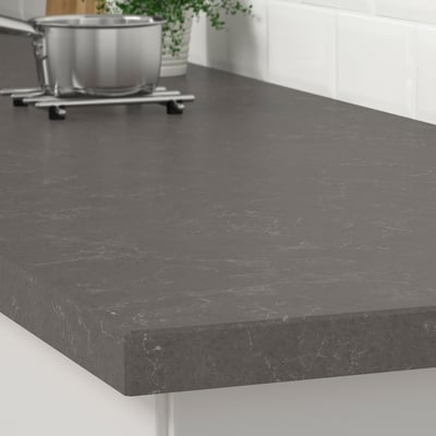 KASKER Custom made worktop, matt dark grey/marble effect quartz, 1 m²x4.0 cm
