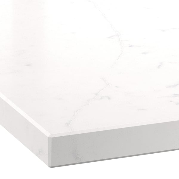 KASKER Custom made worktop, white/light grey marble effect/quartz, 1 m²x4.0 cm