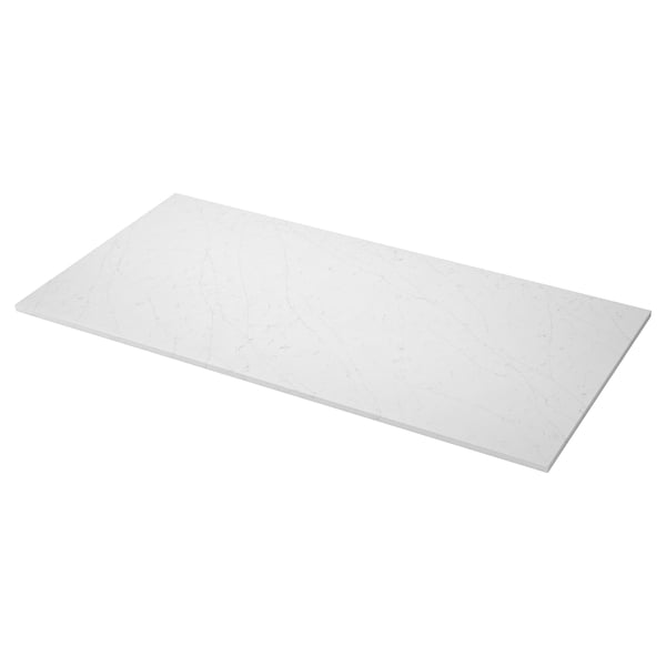 KASKER Custom made worktop, white/light grey marble effect/quartz, 1 m²x4.0 cm