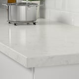 KASKER Custom made worktop, white marble effect/quartz, 1 m²x4.0 cm