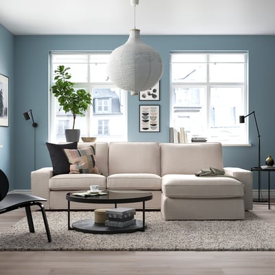 KIVIK 3-seat sofa with chaise longue, Tresund light beige