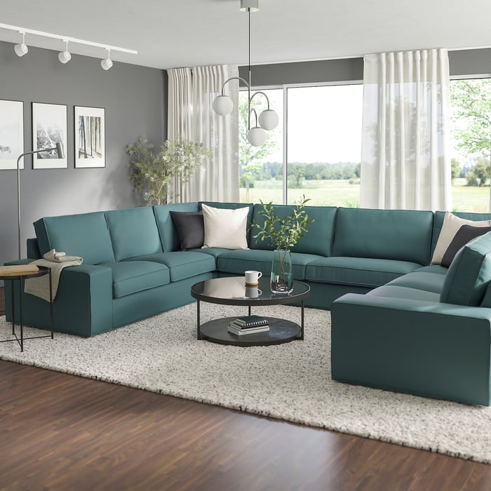KIVIK ushaped sofa, 7seat, Kelinge greyturquoise IKEA