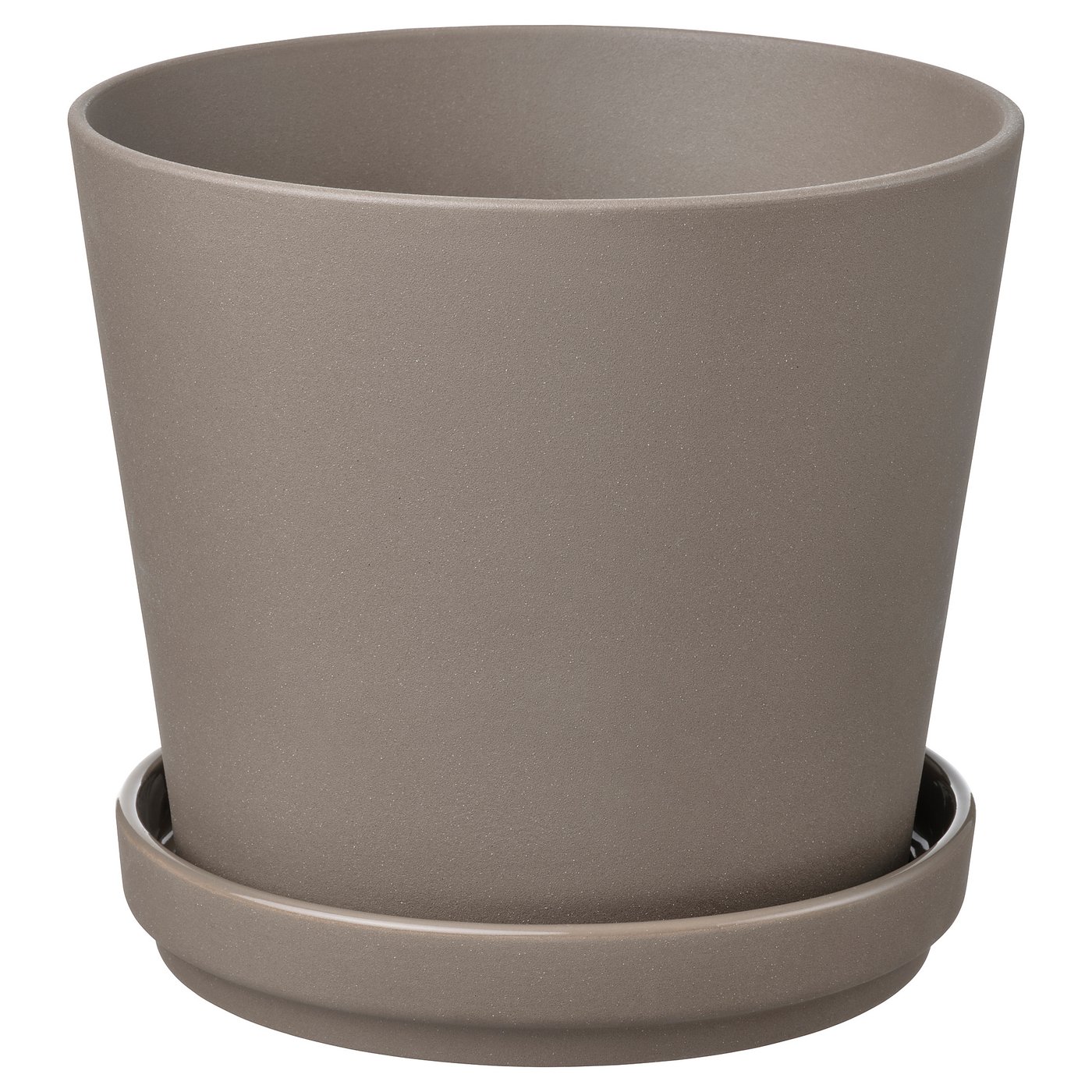 Brown planter with saucer, indoor/outdoor