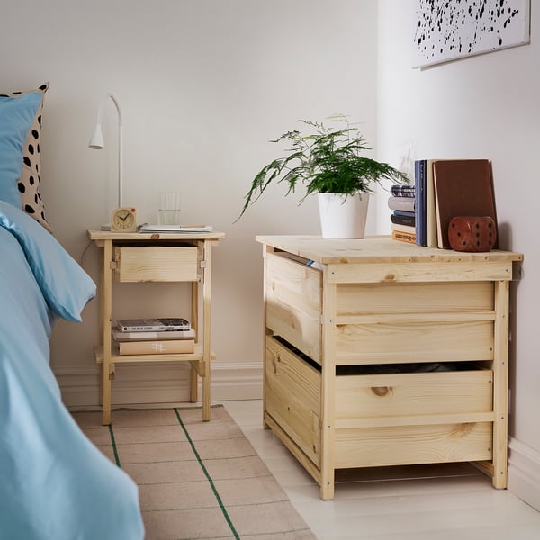 KRONÖREN Bedroom furniture, set of 3, pine