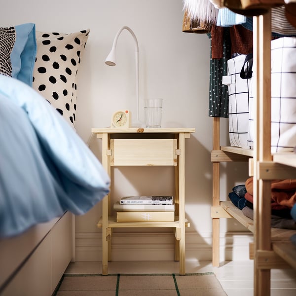 KRONÖREN Bedside table, pine, 39x32x55 cm