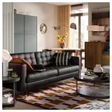 LANDSKRONA Three-seat sofa, Grann/Bomstad black/wood