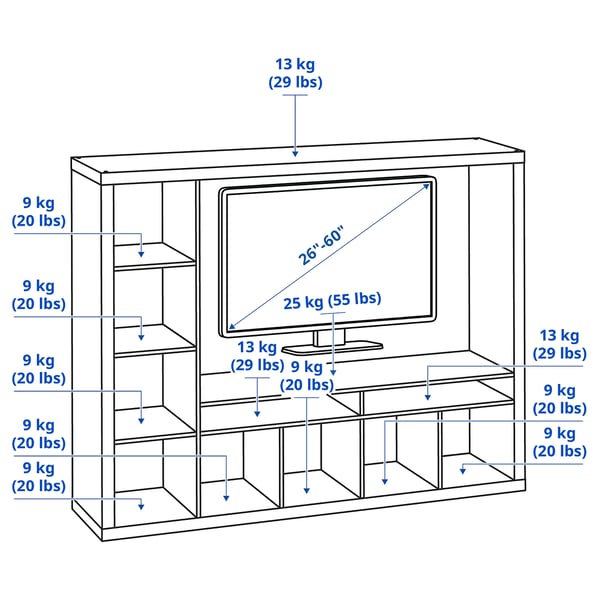 LAPPLAND TV storage unit, white, 183x39x147 cm