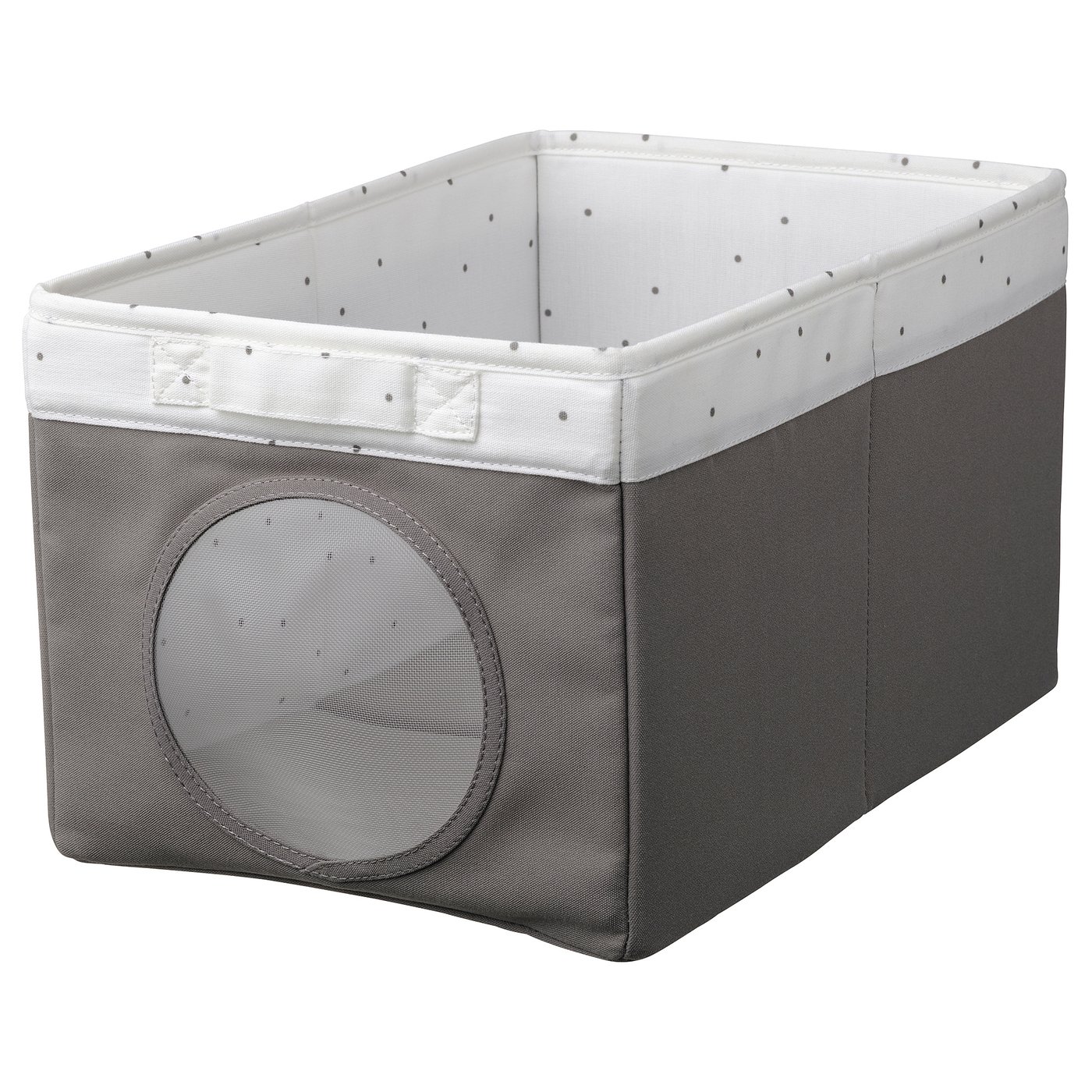 LEN box, grey/dotted white, 25x37x22 cm - IKEA