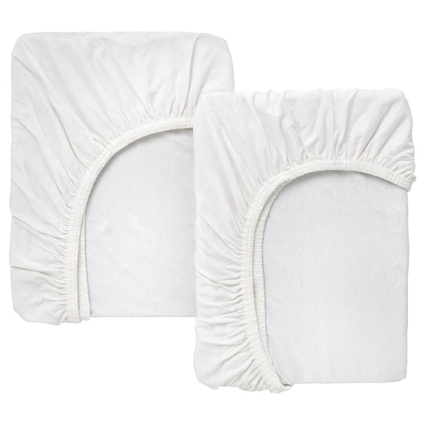 LEN Fitted sheet for cot, white/jersey, 60x120 cm