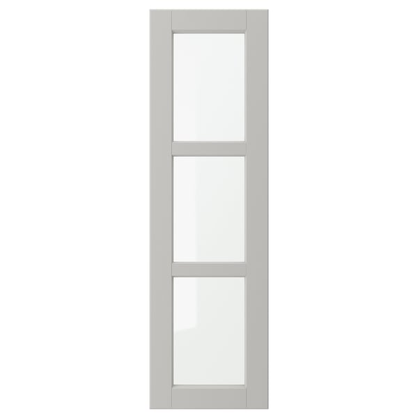 LERHYTTAN Glass door, light grey, 30x100 cm