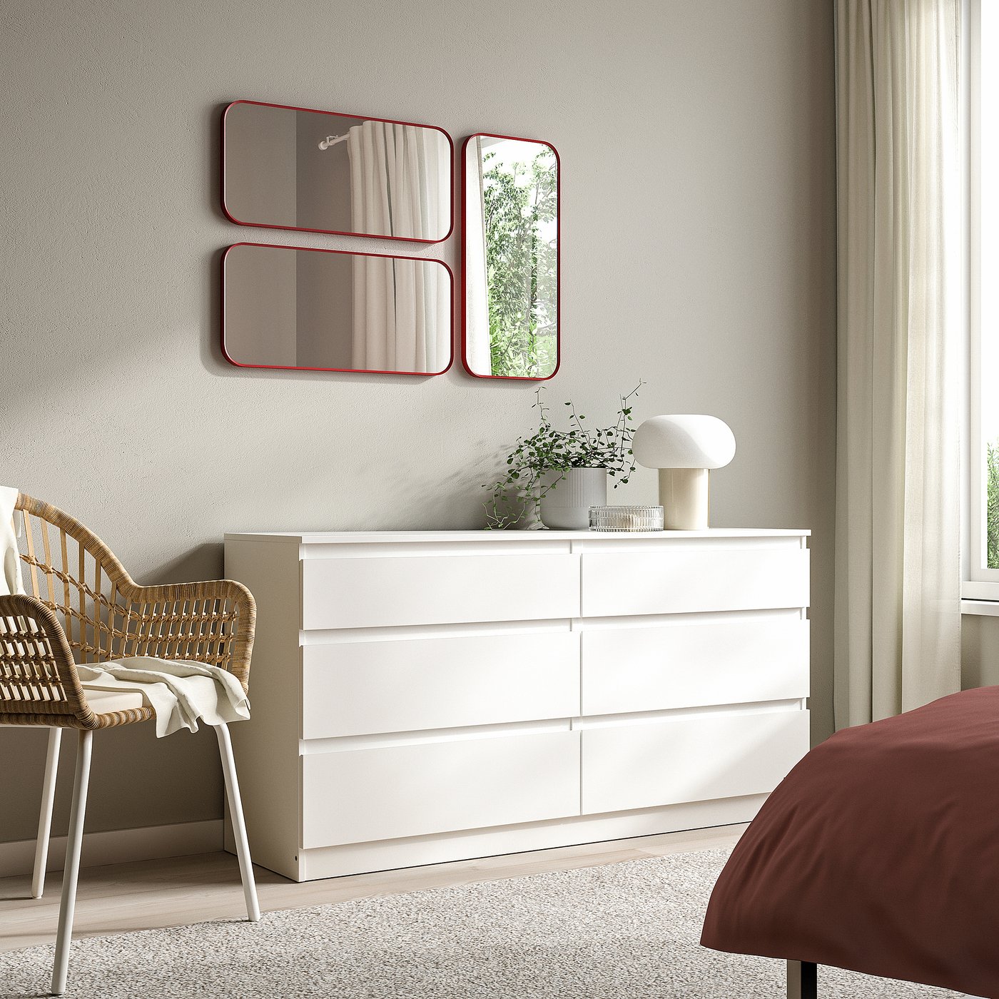 LINDBYN mirror, red, 28x60 cm - IKEA