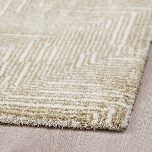 LINJEPLATS rug, low pile, beige/offwhite, 160x230 cm IKEA